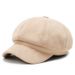 New Solid Color Octagonal Face Slimming Versatile Beret Women Autumn Winter Korean Painter British Fashion Hat_viptrois.com