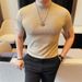 Men's Elastic Round Neck Short Sleeved T Shirt Fashionable Versatile Casual Thin Jacquard T Shirt Men_viptrois.com