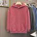 Old Washed Hooded Sweatshirt For Men With Dropped Shoulders And Thick Solid Color Hoodie_viptrois.com