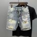 Denim Shorts Men's Personalized Printing Ink Splash Summer Pants_viptrois.com