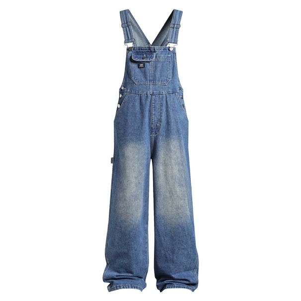 Men's Clothing Yellow Mud Colored Suspender Wide Leg Jeans Retro Washed Loose Casual Foreign Trade Popular Logging Jumpsuit Men_viptrois.com