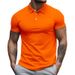 Men's Clothing New Men's Lapel Short Sleeved T Shirt Polo Shirt Men's Large Loose Collared Solid Color T Shirt_viptrois.com