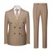 Men's Clothing Striped Suit Two Piece Men's Double Slit Suit Set_viptrois.com