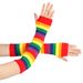 Unisex Colorful long gloves Holiday Party Party Rainbow wrist sleeve Fingerless gloves Colorful striped sleeves_viptrois.com