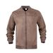 Men's Suede Jacket Spring And Autumn Fashion Casual Zipper Long Sleeved Cardigan Coat_viptrois.com