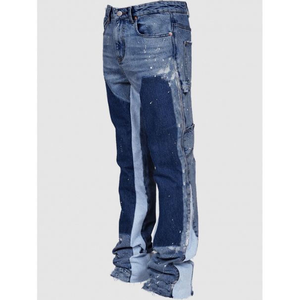 Men's Clothing Denim Overalls Elastic Patch Jeans_viptrois.com