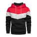 Men's Color-Block Hoodie | Oversized Fleece-Lined Pullover With Side Pockets | Streetwear Essential (White, Khaki, Yellow, Orange, Red)_viptrois.com