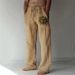 Men's Clothing Men's Independent Station New Youth Three Color Sunflower Hand Printed Cotton And Linen Loose Casual Drawstring Trousers_viptrois.com