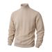 Men's Chunky Knit Sweater - High Neck Cable Knit Pullover, Oversized Fit, Warm & Stylish, 6 Colors (White/Light Gray/Black/Light Blue/Orange/Khaki)_viptrois.com