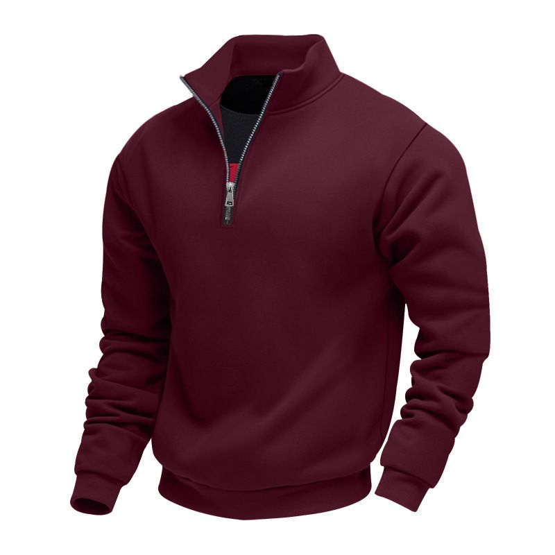 Men's Fleece-Lined Quarter-Zip Pullover Sweatshirt – Warm & Stylish Casual Winter Wear (S-XXXL, Solid Colors)_viptrois.com