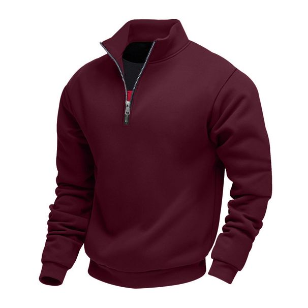 Men's Fleece-Lined Quarter-Zip Pullover Sweatshirt – Warm & Stylish Casual Winter Wear (S-XXXL, Solid Colors)_viptrois.com
