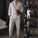 Men's Minimalist Long-Sleeve Lounge Set – 100% Cotton Comfort For Casual & Travel (S-XXXL, 5 Neutral Tones)_viptrois.com