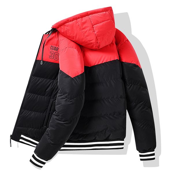 Padded-on Men's Embroidery Contrasting Colors Loose Removable Hat Double-sided Wear Thickened Padded Jacket Hooded Jacket_viptrois.com