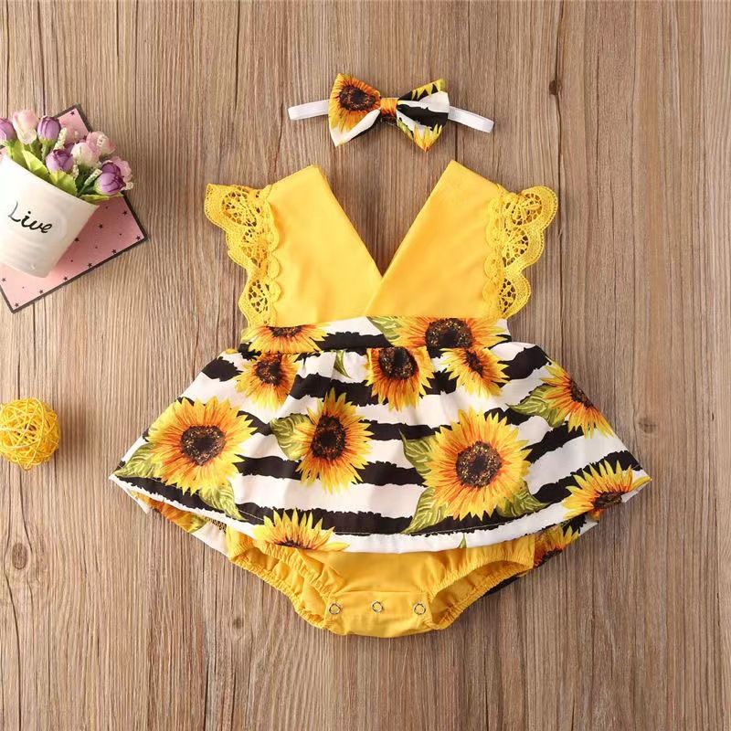 Baby jumpsuit for newborns, baby sleeveless princess dress, summer thin lace climbing suit_viptrois.com