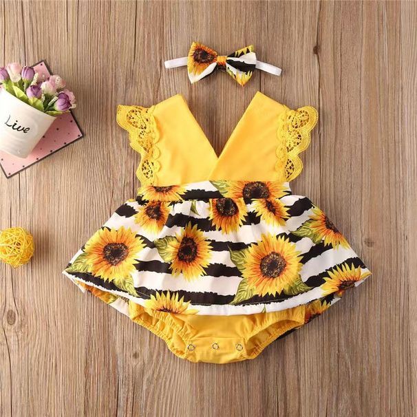 Baby jumpsuit for newborns, baby sleeveless princess dress, summer thin lace climbing suit_viptrois.com