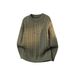 Men's Oversized Knit Sweater - Loose Fit Casual Pullover With Jacquard Pattern (Crewneck, Long Sleeve) In Beige, Gray, Black, Red, Green (M-4xl)_viptrois.com
