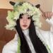 Sweet cute cartoon plush ear protection hat for girls in autumn winter, new Korean version, thick and warm forest style_viptrois.com