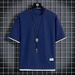 Men's Clothing Waffle Short Sleeved T Shirt Summer Thin Loose Versatile Casual T Shirt Half Sleeved Top_viptrois.com