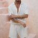 Men's Clothing Spring And Summer New Men's Commuter Suit Casual Button Shirt Short Sleeve Shorts Men_viptrois.com