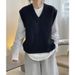 Men's Clothing Autumn And Winter New Korean Version Lazy Wool V Neck Knitted Vest Loose Slim Top For Women_viptrois.com