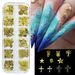 Beauty Health Nail Art Hot Sale 12 Grid Metal Rivet Cross Summer Pineapple Starfish Cactus Nail Jewelry Set_viptrois.com