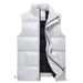 Men's Quilted Puffer Vest – Lightweight Winter Layering Piece With Glossy Finish, Breathable Polyester Fill (S-5XL, Black/Grey/White, Side Pockets)_viptrois.com