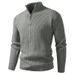 Men's Stylish Half-zip Knit Sweater With Stand Collar - Casual Pullover For Autumn & Winter (Black, Beige, Gray, Dark Gray, Red, Khaki)_viptrois.com