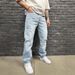 Men's Clothing Men's Simple Loose Straight Jeans Wide Leg Ripped Handsome Denim Straight Pants_viptrois.com