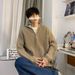 Pure American Gray Cleanfit Half-Zip Hooded Sweater For Men, Lazy Style With High-End Feel, Cool Knitted Jacket_viptrois.com