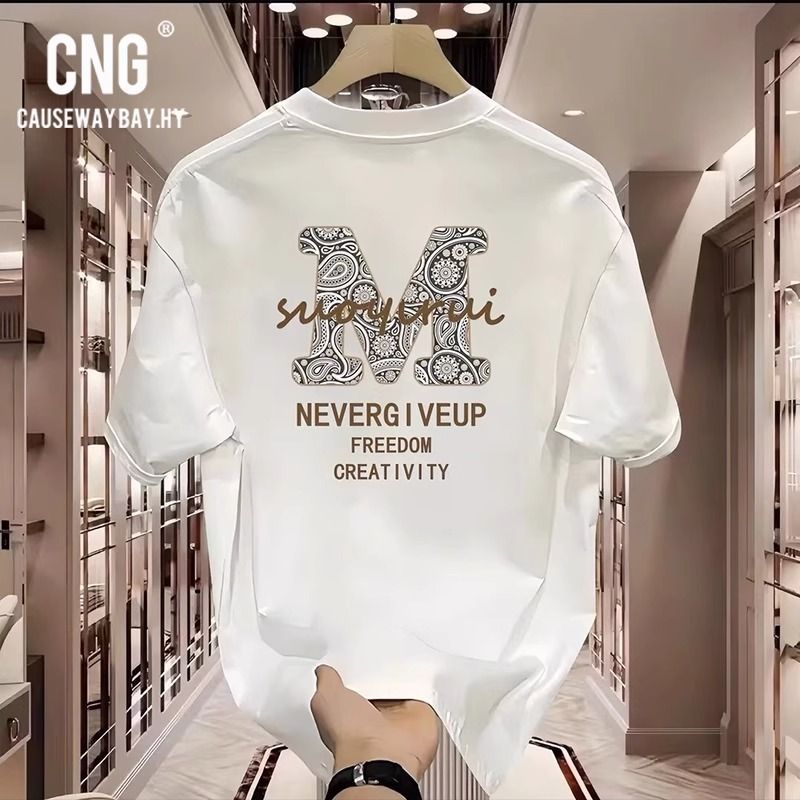 Men's Clothing American Style Handsome Heavy Short Sleeved T Shirt For Men And Women Summer Pure Cotton Street Casual Ins Loose Tops_viptrois.com