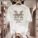 Men's Clothing American Style Handsome Heavy Short Sleeved T Shirt For Men And Women Summer Pure Cotton Street Casual Ins Loose Tops_viptrois.com