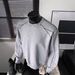 Rivets Deconstruction Crew Neck Sweater Men's Autumn And Winter Trendy Clothes High-end Sense Ruffian Handsome Loose Heavy Coat_viptrois.com