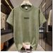 2025 Men's Summer Short Sleeve New T-Shirt Fashion Letter Smudge Top Crew Neck Versatile Half Sleeve T-Shirt_viptrois.com