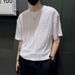 Design Sense Jacquard T-shirt Men's Short Sleeved Trendy Casual Base Shirt Summer Loose Round Neck Korean Version Half Sleeved Top_viptrois.com