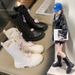 Kids Shoes Girls Boots Children's Boots New Plus Velvet Medium And Large Children's Long Boots Two Cotton High Boots All Match Leather Boots_viptrois.com