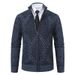 "Men’s Fleece-Lined Stand Collar Knit Sweater – Slim-Fit Long Sleeve Pullover With Breathable Polyester Blend & Wrinkle-Free Finish_viptrois.com