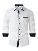 Business-Casual-Hemd Für Herren, Modische Einfarbige, Vielseitige, Langärmlige Revers-Baumwollhemd, Tasche, Frühling Und Herbst_viptrois.com