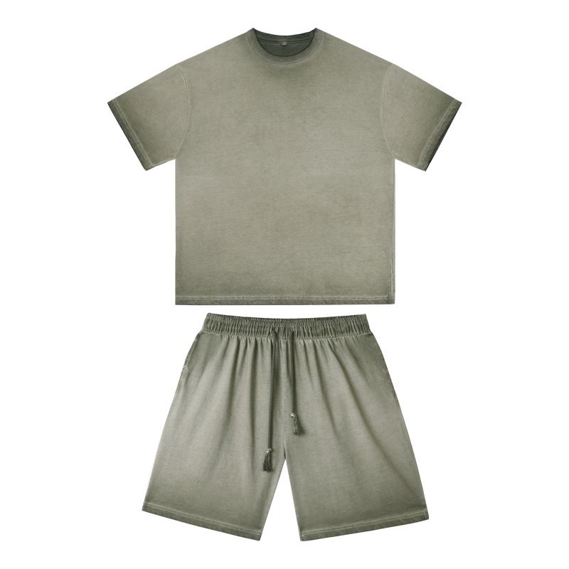 Men's Clothing Trendy Short Sleeved T Shirt Summer Suit Boys Handsome One Set With Fashionable Jeans Two Piece Suit_viptrois.com
