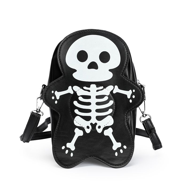 Halloween Creative Women's Black Personalized Punk Cute Skull Alien Shoulder Crossbody Bag_viptrois.com