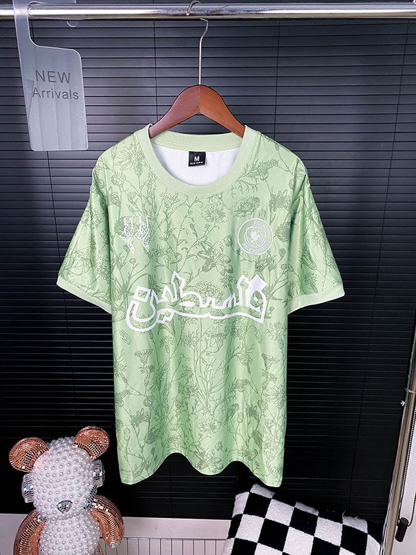 Men Elastic Polyester All Over Botanical Print Football Tee Crew Neck Quick Dry Athletic Casual Top_viptrois.com