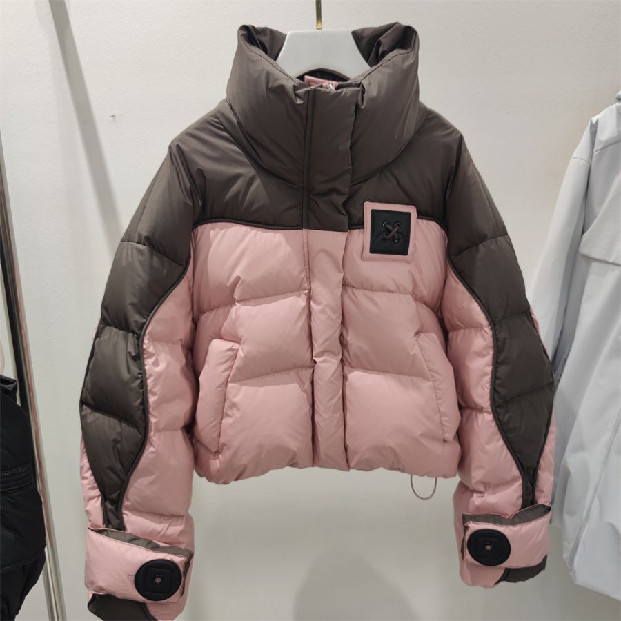 Women's Winter Padded Jacket Short Loose Thickened Coat Fashionable Quilted Puffer Outerwear With Stand Collar And Pockets_viptrois.com