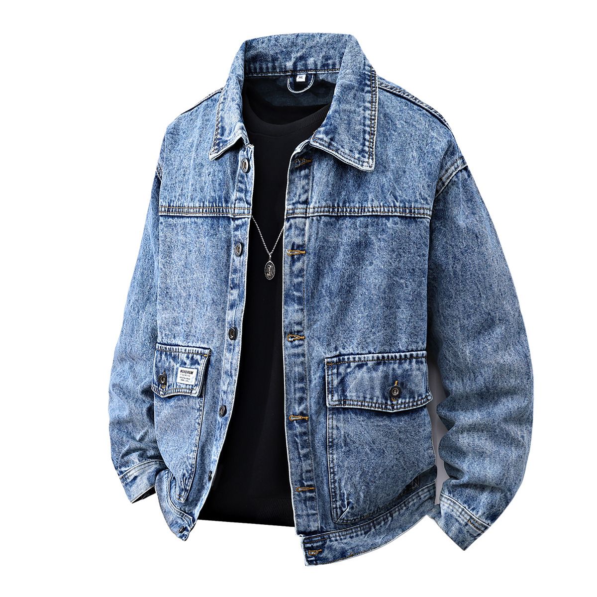 Men's Clothing Autumn And Winter Hong Kong Style Denim Jacket Men 2025 New Hot Sale Couples Denim Jacket Casual Thick Work Jacket Men_viptrois.com