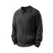 Premium Classic Knit Polo Shirt For Men - Cable Stitch Business Casual Sweater - White Grey, Black Grey, Burgundy, Coffee_viptrois.com