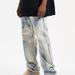Men's Clothing Retro Straight Loose Washed Tie Dyed Straight Zipper Jeans Casual Trendy Men's_viptrois.com