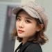 Autumn Winter New Elegant Large Head Circumference Plaid Woolen Octagonal Hat Beret British Style Hot Sale_viptrois.com
