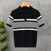 Men's Clothing Short Sleeved Summer New Style Trend All Match Slim Men's T Shirt Striped Short Sleeved Trend_viptrois.com