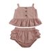 Kids’ Clothing Girls Suits Summer New Version Baby Girl Four Corner Ruffle Pants Sleeveless Tops Two Pieces_viptrois.com
