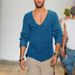 Men's Clothing Men's Long Sleeved V Neck Loose Plus Size Men's Fashion Casual Solid Color Knitted Pullover Cross Border Sweater_viptrois.com