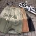 Men's Brown Gradient Drawstring Denim Shorts High Street Trendy Mid Length Retro Loose Straight Leg Unique Youthful Style_viptrois.com