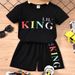 Mother&Kids Boys short sleeve set summer children colorful letter-printed T-shirt shirt shorts two sets_viptrois.com